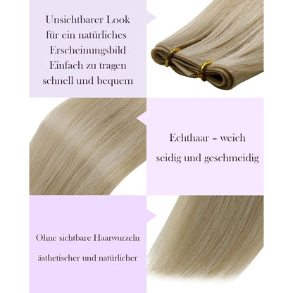 Echthaar Tressen Weißblond 60cm – Remy Weft Extensions #16/22