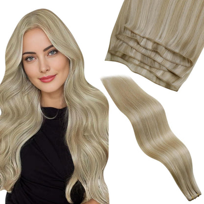 Echthaar Tressen Blonde Highlights #16/22 40cm