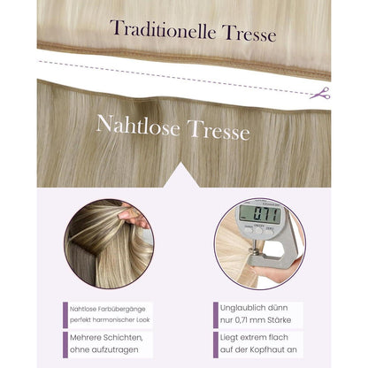 Echthaar Tressen Blonde Highlights #16/22 40cm