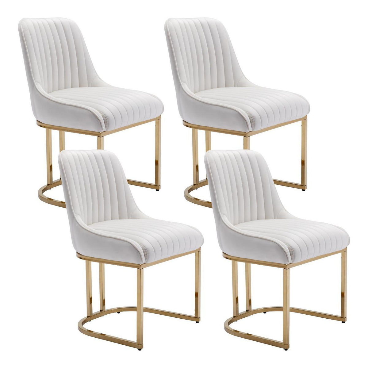 Ya-Home Esszimmerstühle 4er Set, Samt Polsterstühle Weiß