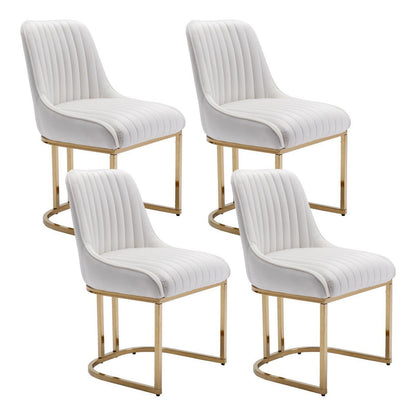 Ya-Home Esszimmerstühle 4er Set, Samt Polsterstühle Weiß