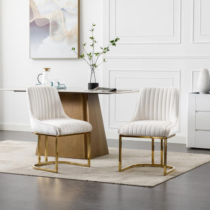 Ya-Home Esszimmerstühle 4er Set, Samt Polsterstühle Weiß