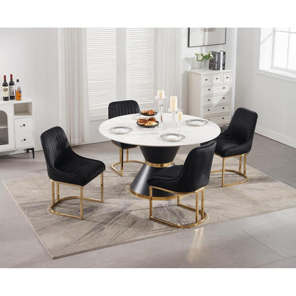 Ya-Home Esszimmerstühle 4er Set, Samt & Metall, Schwarz