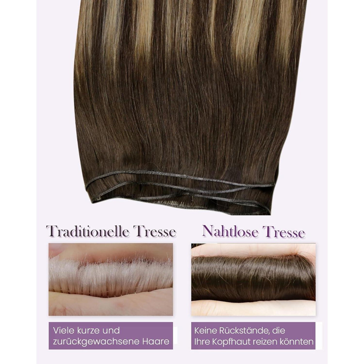Echthaar Tressen Balayage Braun #4/27/4 – 55cm