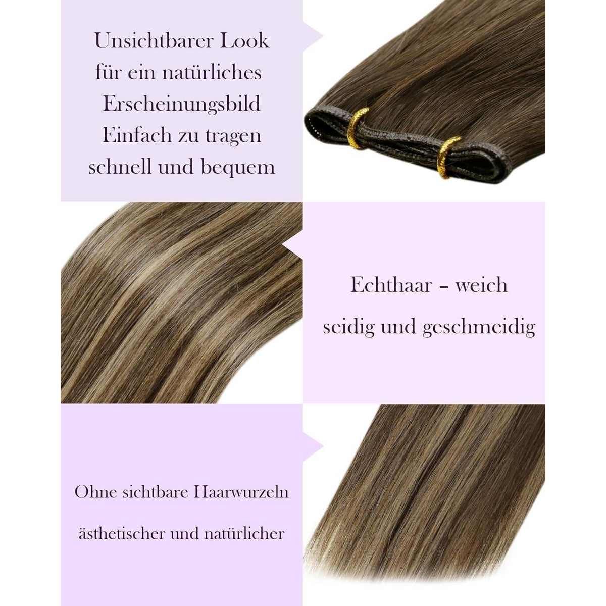 Echthaar Tressen Balayage Braun #4/27/4 – 55cm