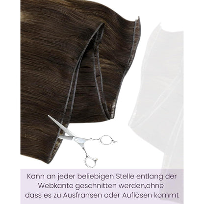 Echthaar Tressen Ombre Dunkelbraun mit Blond 40cm #4/27/4