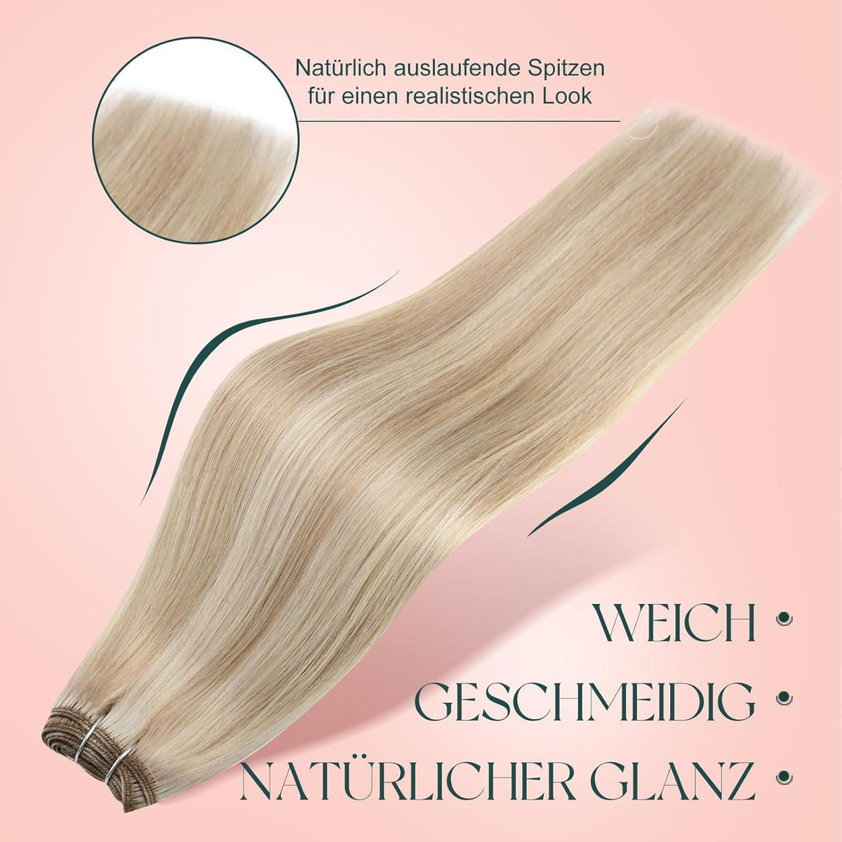 Echthaar Tressen Blond Highlights 55cm - Haarverlängerung