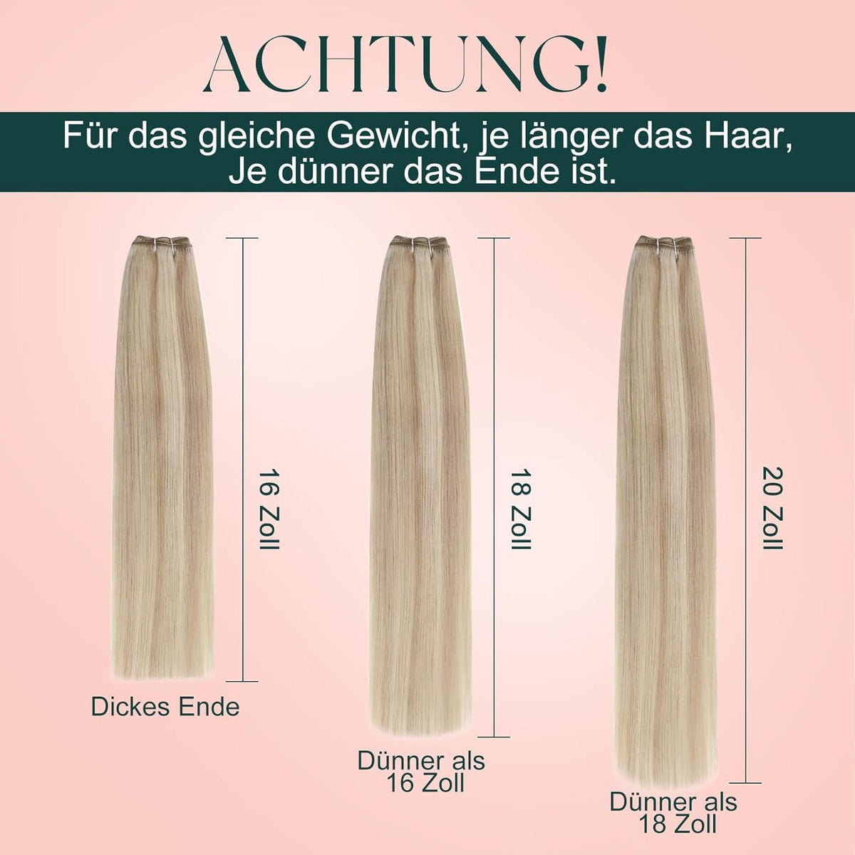 Echthaar Tressen Blond Highlights 55cm - Haarverlängerung