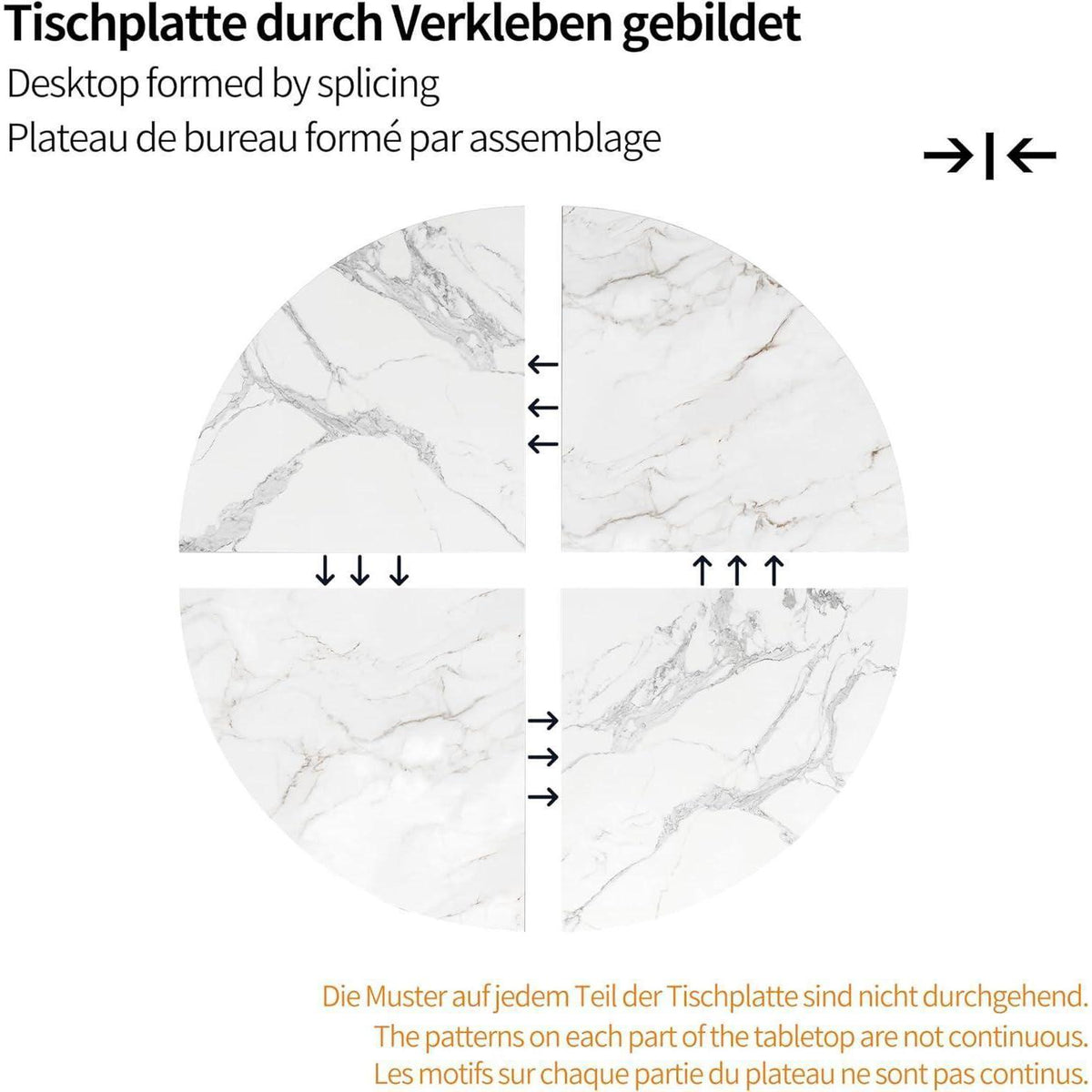 Runder Esstisch Set mit 4 Samtstühlen – Modernes Esszimmer Möbel