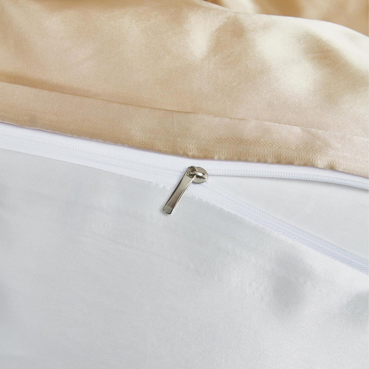 Satin Bettwäsche Set 200x220 Beige/Weiß – Deluxe Wendebettwäsche