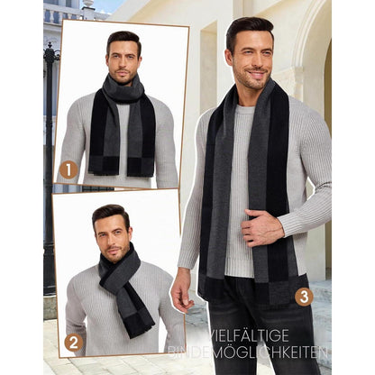 Herrenschal Winter Elegant Kariert 180x30cm Dunkelgrau