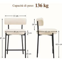 Barhocker Set 2er – Gepolstert, Weiß – 63,5cm Sitzhöhe