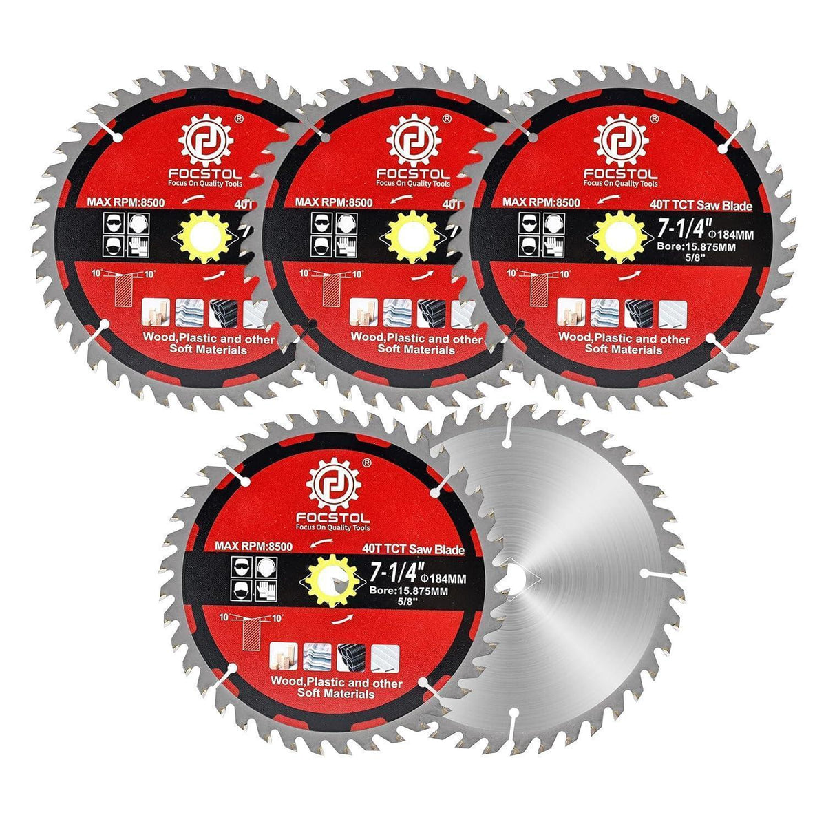 Kreissägeblatt Holz 184mm 40 Zähne 5er Set für Weichmaterialien