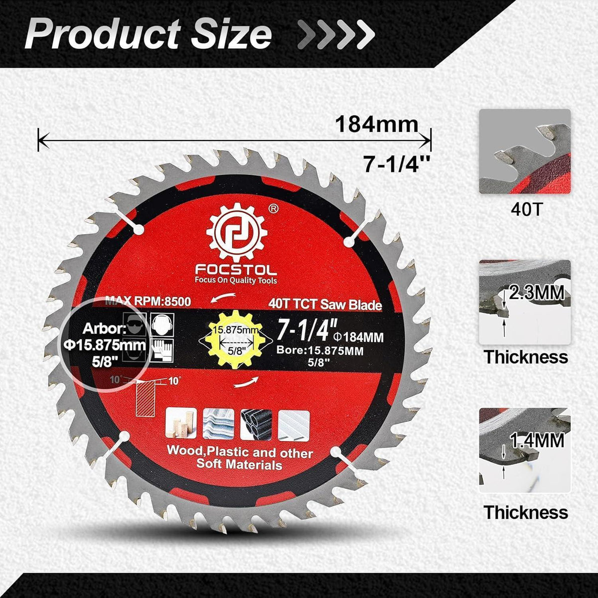 Kreissägeblatt Holz 184mm 40 Zähne 5er Set für Weichmaterialien