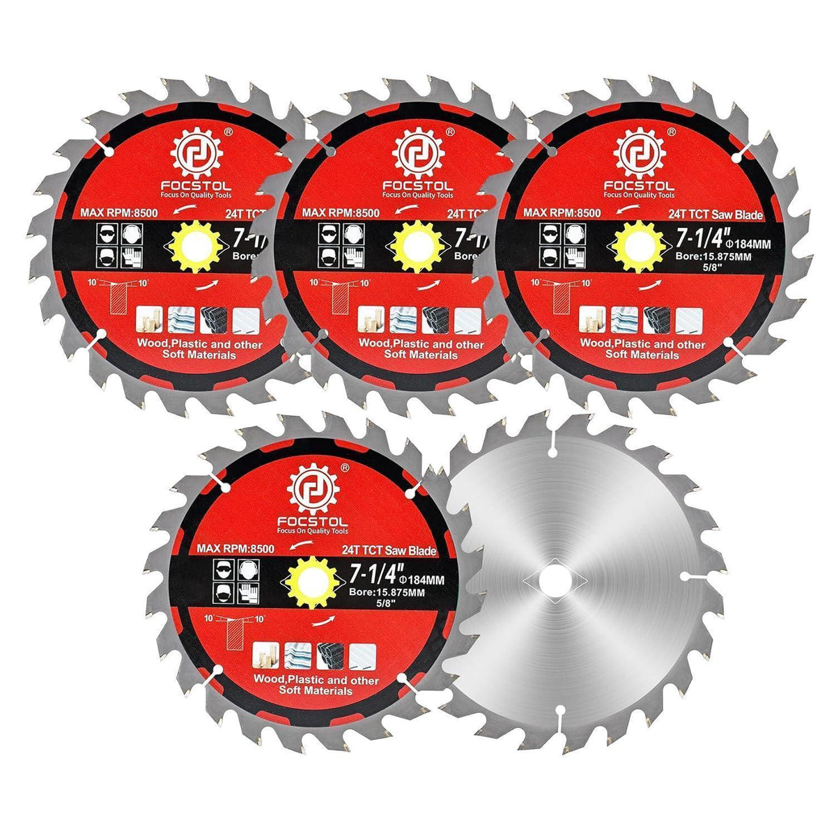 Kreissägeblatt Holz 184mm 24 Zähne 5er Set