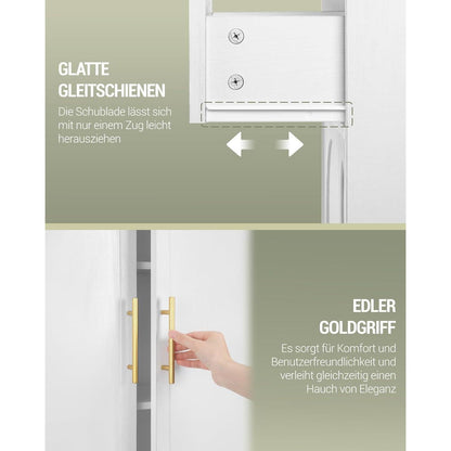 Weißer Küchenschrank mit 4 Türen & Schublade – Verstellbare Regale