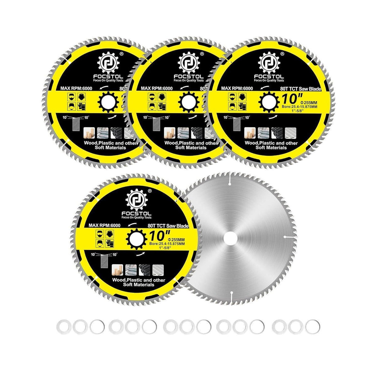Kreissägeblatt Holz 255mm 80 Zähne 5er Set für präzise Schnitte