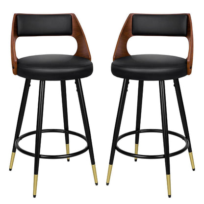 Moderner Barhocker-Set (2x) – 65cm Küchenhöhe, Schwarz