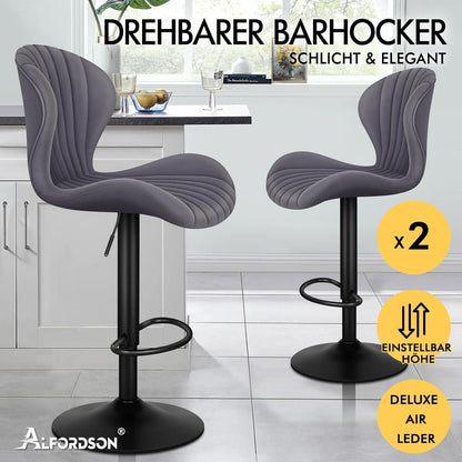 Barhocker Set 2-teilig, Höhenverstellbar & Schwenkbar, Grau