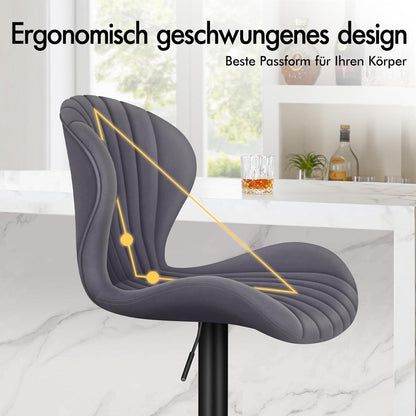 Barhocker Set 2-teilig, Höhenverstellbar & Schwenkbar, Grau