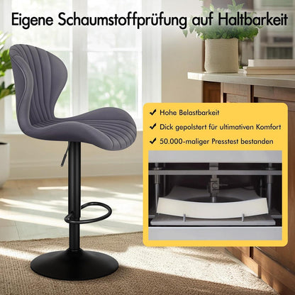 Barhocker Set 2-teilig, Höhenverstellbar & Schwenkbar, Grau