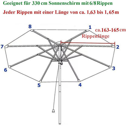 Sonnenschirm Ersatzbezug 330cm 8 Streben Beige/Khaki/Anthrazit