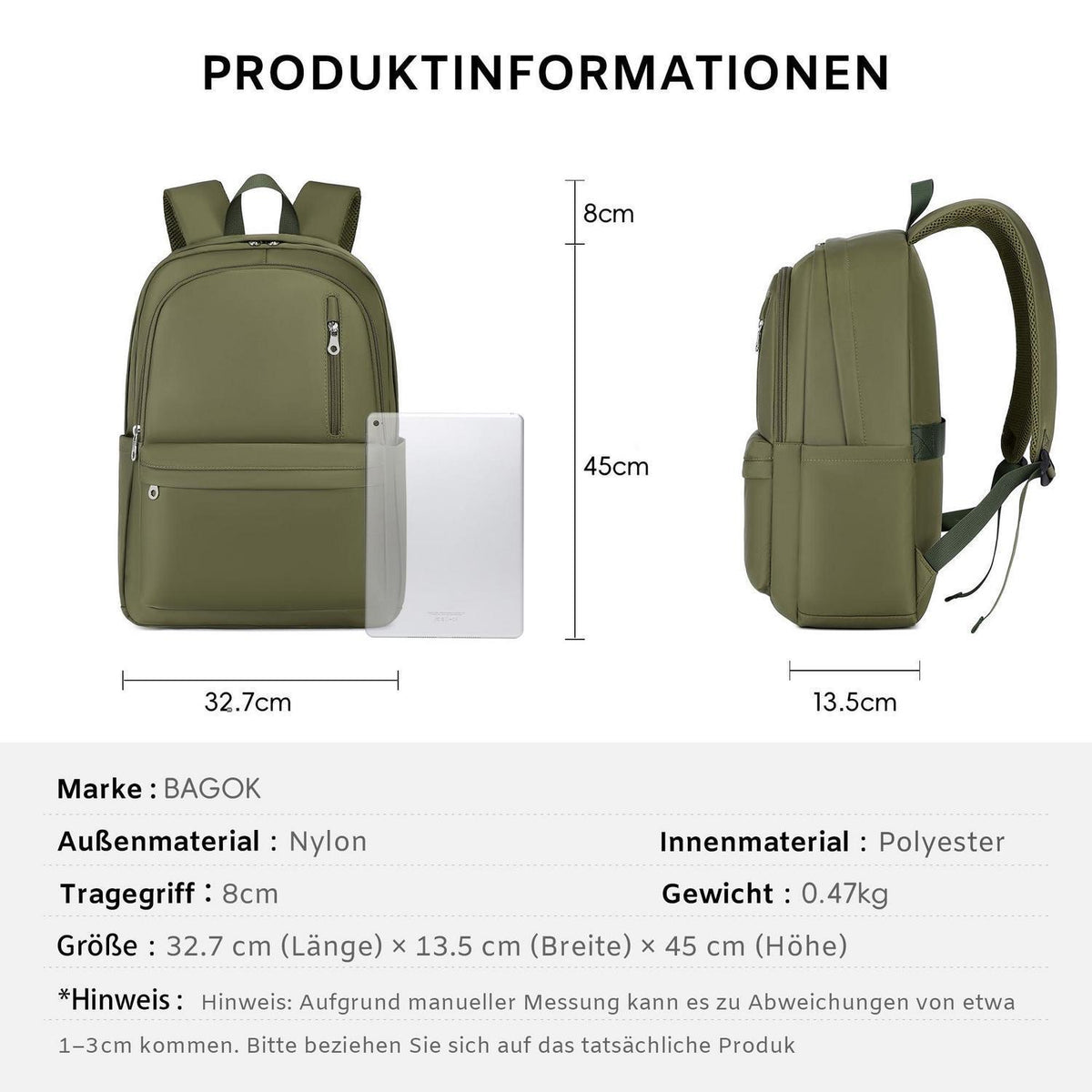 Faltbarer Nylon Rucksack – Groß, Leicht & Modisch für Alltag & Reisen