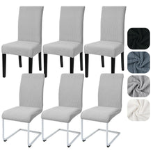Stuhlhussen 6er Set Stretch Kurzflor Hellgrau