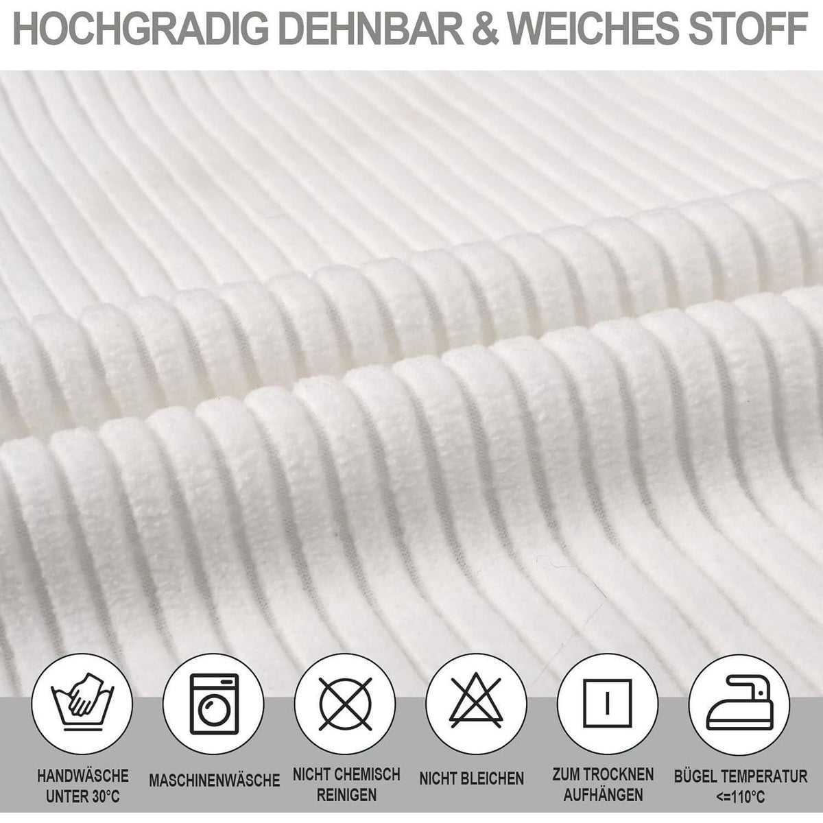 Stuhlhussen 4er Set Stretch Kurzflor – Weiß