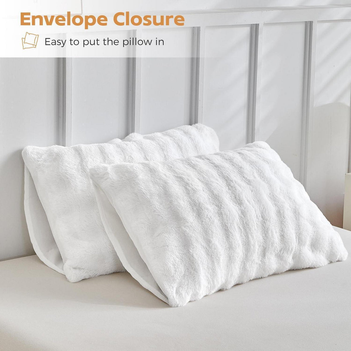 Flauschiges Bettwäsche-Set Doppelbett, Weiß, Kunstfell