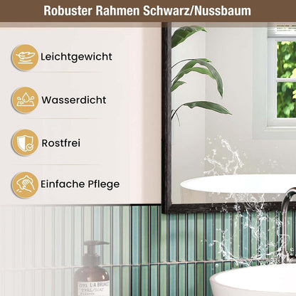 Schwarzer Wandspiegel 60x90 cm – Rechteckiger Kosmetikspiegel