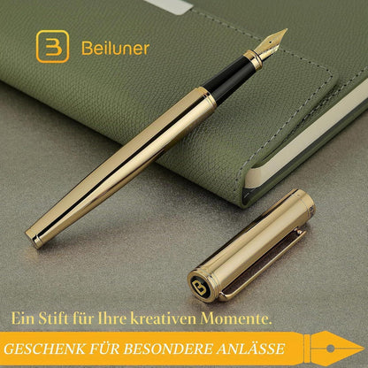 Goldener Füllfederhalter mit 24K Gold-Finish & Mittel Feder