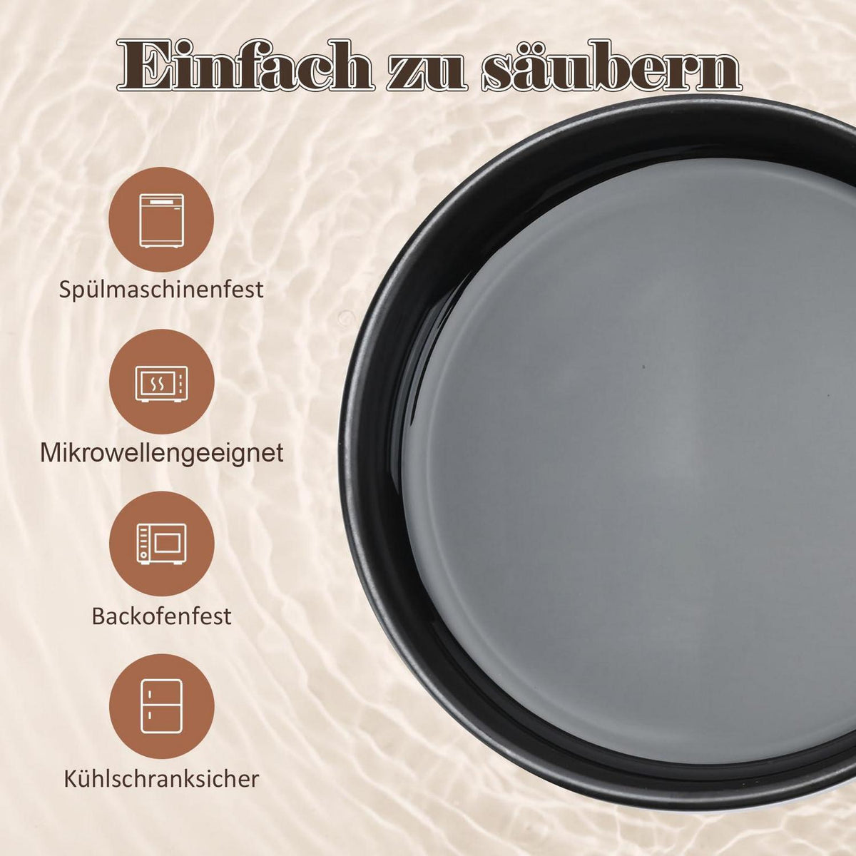 Erhöhter Hundenapf Keramik mit Akazienholzständer 1800ml Schwarz