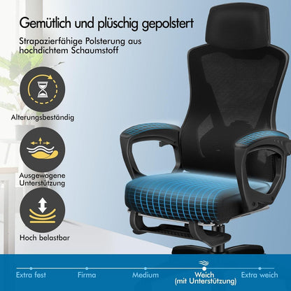 Ergonomischer Bürostuhl mit Lendenstütze, Schwarz