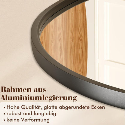 Asymmetrischer Wolkenspiegel Schwarz 50x90cm – Gehärtetes Glas