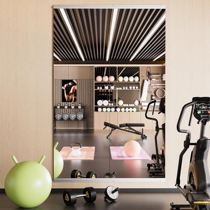 Rahmenloser Wandspiegel 140x42cm - 2er Set für Fitness & Co.