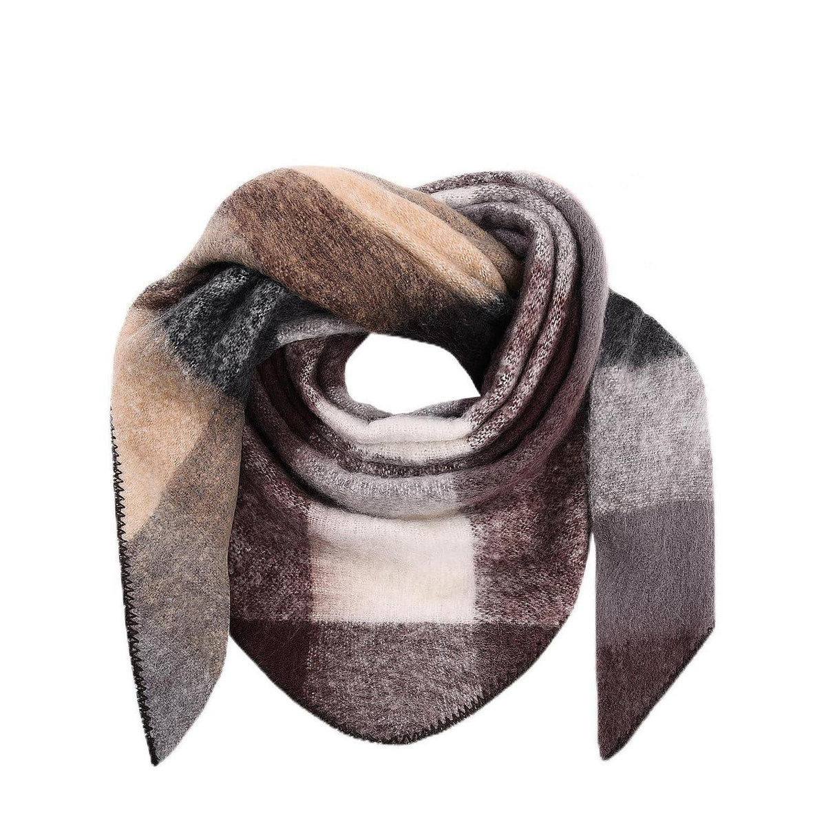 Damen Dreiecksschal Winter Tartan Warm Weich Stola Decke