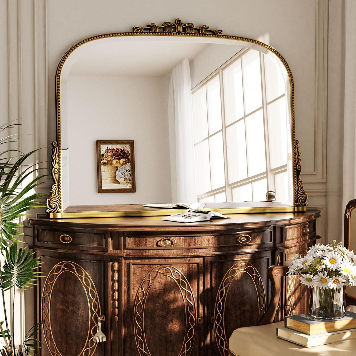 Vintage Wandspiegel 90x67cm, Barock Gold/Kupfer