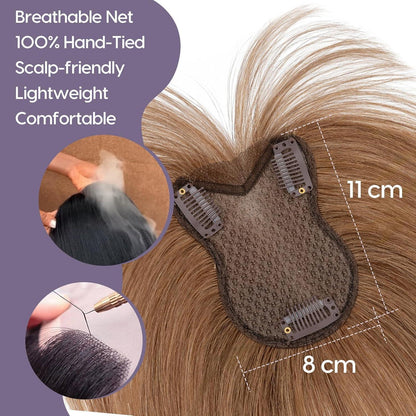 Echthaar Topper mit Pony – Hellbraun, 21g