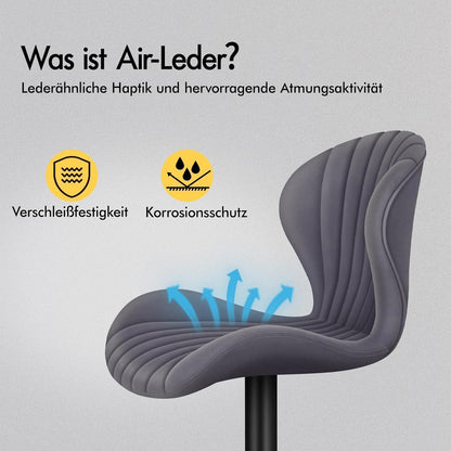 Barhocker Set 2x Höhenverstellbar Grau – Komfortable Küchenhocker