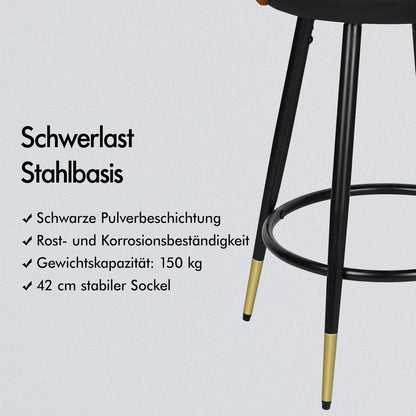 Barhocker Set 2 –, 65cm Höhe in Lederoptik