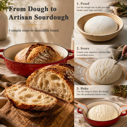 Gusseisen Dutch Oven 5,7L - Perfekt zum Sauerteig Brot Backen