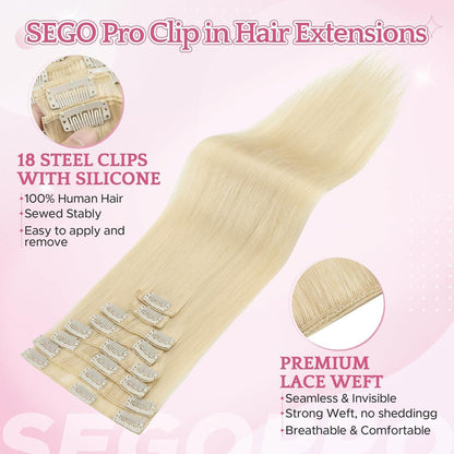 Remy Clip-in Echthaarverlängerung 40cm Hellblond (613#)
