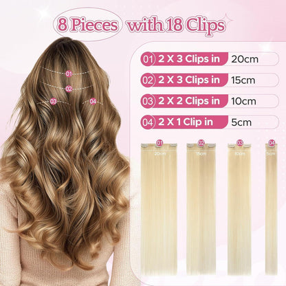 Remy Clip-in Echthaarverlängerung 40cm Hellblond (613#)