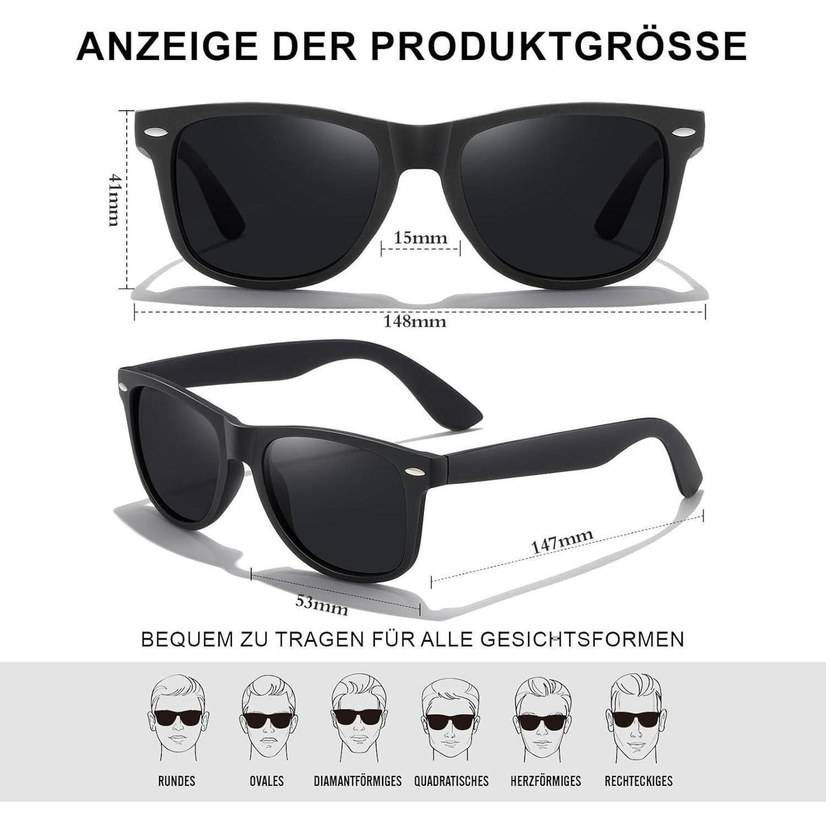 Polarisierte Sonnenbrille Unisex Retro Vintage UV400 mit Etui