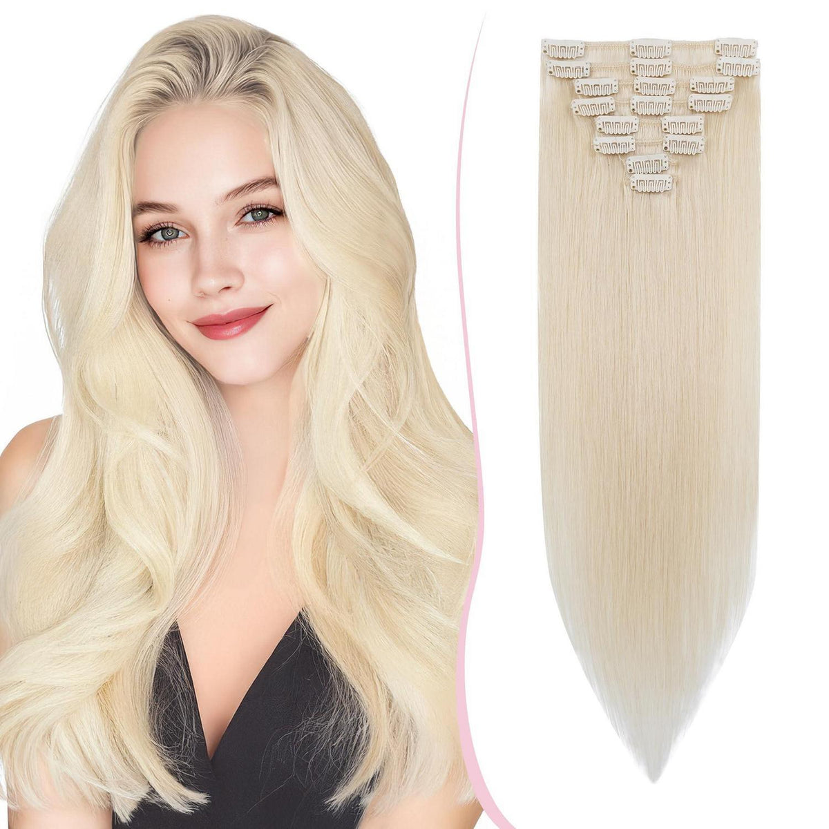 50cm Remy Echthaar Clip-in Verlängerung 70# Blond Weiß