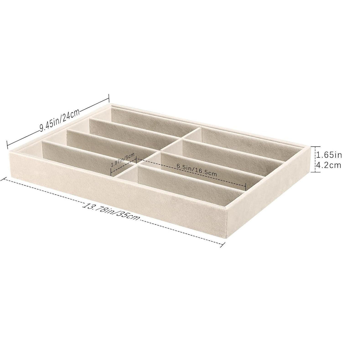 Brillen Organizer mit 8 Fächern, Samt Schmuckschale, stapelbar, beige