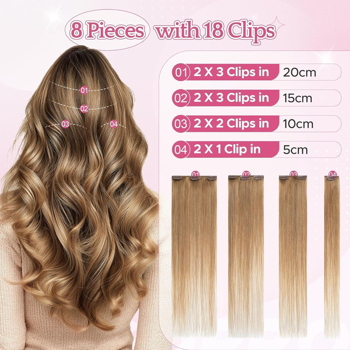Remy Clip-in Echthaarverlängerung 40cm, 27# Blond Schattiert