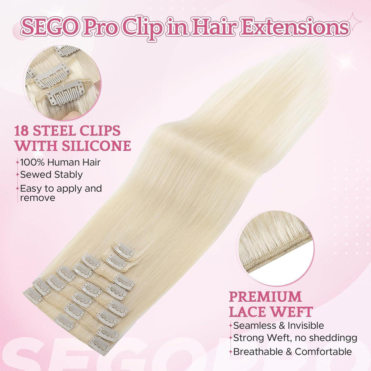 Remy Clip-in Echthaarverlängerung 40cm Platinblond