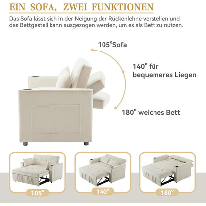 2-Sitzer Schlafsofa mit Bettfunktion & Getränkehaltern